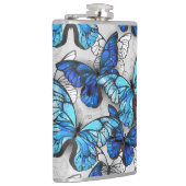 Zusammensetzung der weißen und blauen Schmetterlin Flachmann (Rechts)