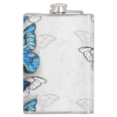 Zusammensetzung der weißen und blauen Schmetterlin Flachmann (Rückseite)