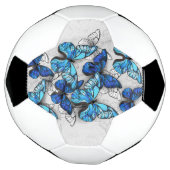 Zusammensetzung der weißen und blauen Schmetterlin Fußball (Gedreht)