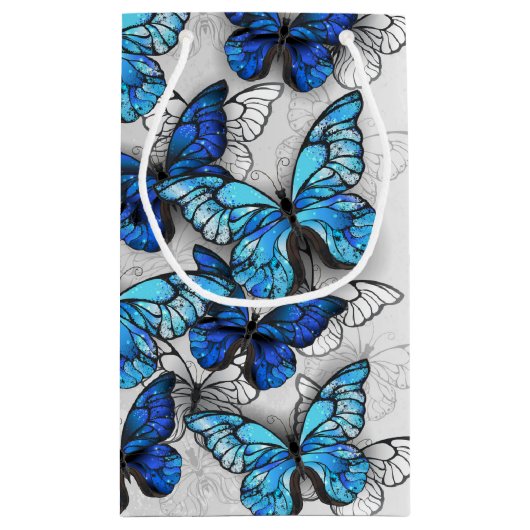 Zusammensetzung der weißen und blauen Schmetterlin Kleine Geschenktüte (Rückseite)