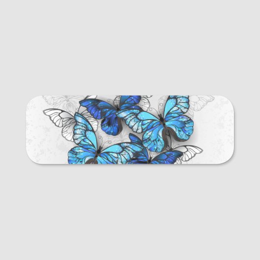 Zusammensetzung der weißen und blauen Schmetterlin Namensschild (Vorderseite)