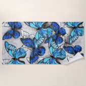 Zusammensetzung der weißen und blauen Schmetterlin Strandtuch (Vorderseite)