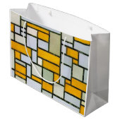 Zusammensetzung Gelb und Grau, Mondrian Große Geschenktüte (Rückseite Schrägansicht)