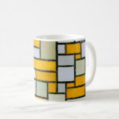 Zusammensetzung Gelb und Grau, Mondrian Kaffeetasse (VorderseiteRechts)