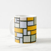 Zusammensetzung Gelb und Grau, Mondrian Kaffeetasse (Vorderseite Links)