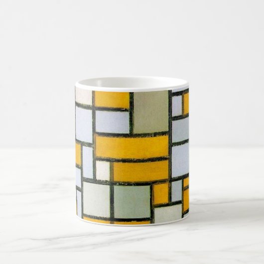 Zusammensetzung Gelb und Grau, Mondrian Kaffeetasse (Mittel)