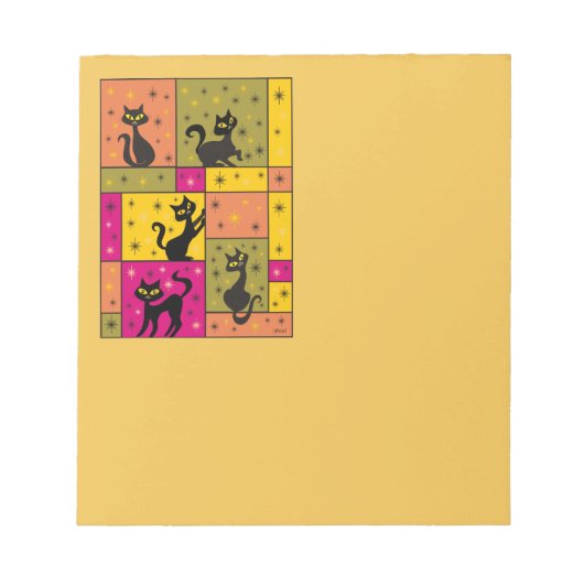 Zusammensetzung mit 5 schwarzen Katzen Herbst Fros Notizblock (Vorderseite)