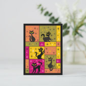 Zusammensetzung mit 5 schwarzen Katzen Postkarte (Stehend Vorderseite)