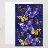 Zusammensetzung mit Sapphire-Schmetterlingen Briefpapier (Vorne/Hinten)