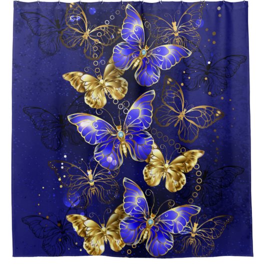 Zusammensetzung mit Sapphire-Schmetterlingen Duschvorhang (Vorderseite)