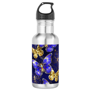 Zusammensetzung mit Sapphire-Schmetterlingen Edelstahlflasche