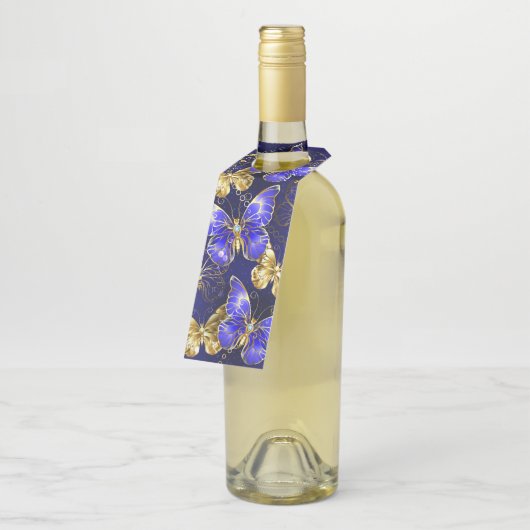 Zusammensetzung mit Sapphire-Schmetterlingen Flaschenanhänger (Angewinkelt)