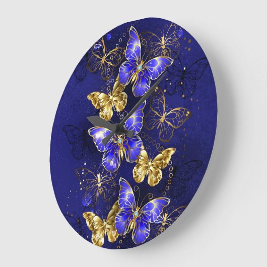 Zusammensetzung mit Sapphire-Schmetterlingen Große Wanduhr (Winkel)