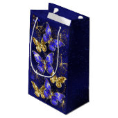 Zusammensetzung mit Sapphire-Schmetterlingen Kleine Geschenktüte (Rückseite Schrägansicht)