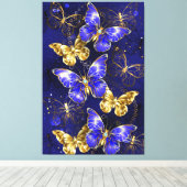 Zusammensetzung mit Sapphire-Schmetterlingen Leinwanddruck (Insitu (Holzboden))
