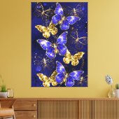 Zusammensetzung mit Sapphire-Schmetterlingen Leinwanddruck (Insitu (Wohnzimmer))