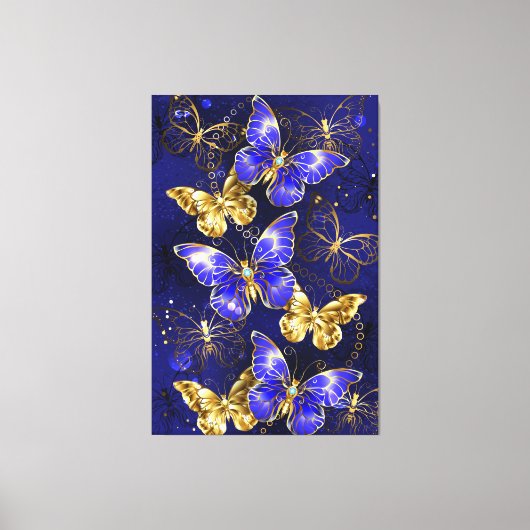 Zusammensetzung mit Sapphire-Schmetterlingen Leinwanddruck (Vorderseite)