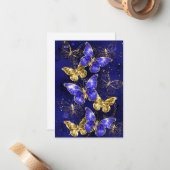 Zusammensetzung mit Sapphire-Schmetterlingen Mitteilungskarte (Vorderseite/Rückseite Beispiel)