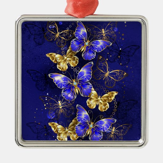 Zusammensetzung mit Sapphire-Schmetterlingen Ornament Aus Metall (Vorne)