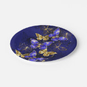 Zusammensetzung mit Sapphire-Schmetterlingen Pappteller (Schrägansicht)