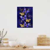 Zusammensetzung mit Sapphire-Schmetterlingen Poster (Küche)