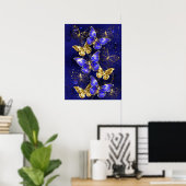 Zusammensetzung mit Sapphire-Schmetterlingen Poster (Heimbüro)