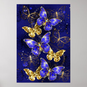 Zusammensetzung mit Sapphire-Schmetterlingen Poster