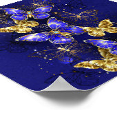 Zusammensetzung mit Sapphire-Schmetterlingen Poster (Ecke)