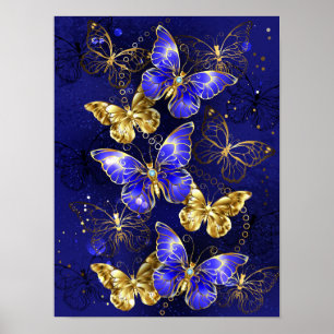 Zusammensetzung mit Sapphire-Schmetterlingen Poster