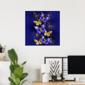 Zusammensetzung mit Sapphire-Schmetterlingen Poster (Heimbüro)