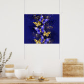 Zusammensetzung mit Sapphire-Schmetterlingen Poster (Küche)