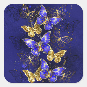 Zusammensetzung mit Sapphire-Schmetterlingen Quadratischer Aufkleber