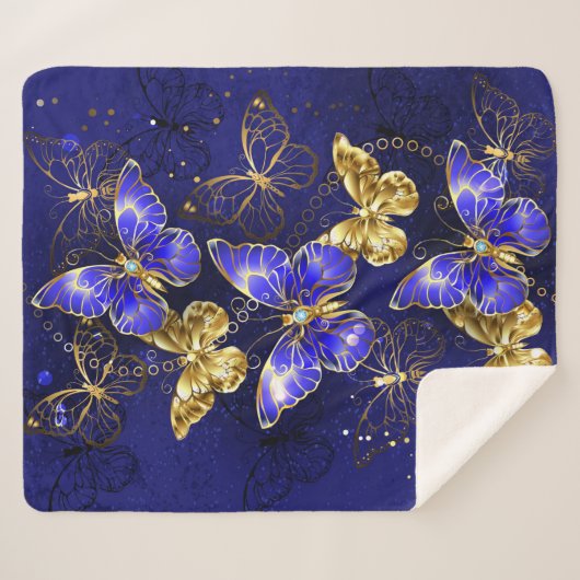 Zusammensetzung mit Sapphire-Schmetterlingen Sherpadecke (Vorderseite (Horizontal))