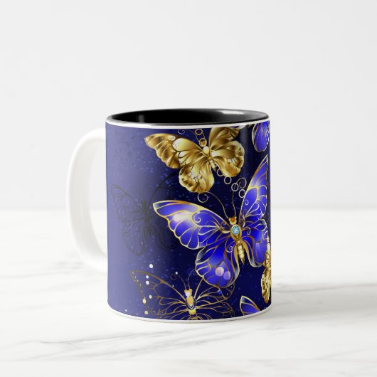 Zusammensetzung mit Sapphire-Schmetterlingen Zweifarbige Tasse (Vorderseite Links)
