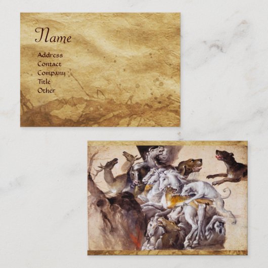 ZUSAMMENSETZUNG MIT TIEREN, HÄNDLER, HUNDEN, HÄNDE VISITENKARTE (Vorne/Hinten)