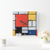Zusammensetzung, Mondrian Quadratische Wanduhr (Zuhause)