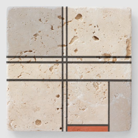 Zusammensetzung (Nr. 1) Graurot | Piet Mondrian | Steinuntersetzer (Vorderseite)