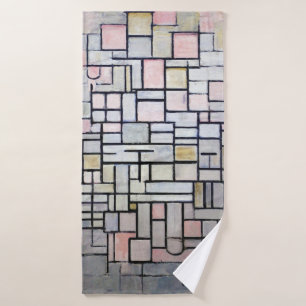 Zusammensetzung Rosa und Grau, Mondrian Badehandtuch