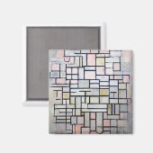 Zusammensetzung Rosa und Grau, Mondrian Magnet (Vorderseite/Rückseite)