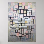 Zusammensetzung Rosa und Grau, Mondrian Poster (Vorne)