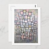 Zusammensetzung Rosa und Grau, Mondrian Postkarte (Vorne/Hinten)