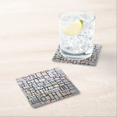 Zusammensetzung Rosa und Grau, Mondrian Rechteckiger Pappuntersetzer (Vor Ort)