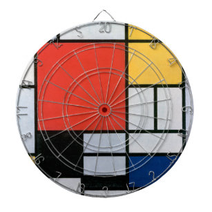 Zusammensetzung Rot, Gelb, Blau, Schwarz   Mondria Dartscheibe