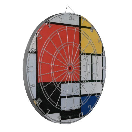 Zusammensetzung Rot, Gelb, Blau, Schwarz | Mondria Dartscheibe (Vorderseite Links)