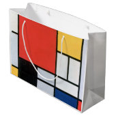 Zusammensetzung Rot, Gelb, Blau, Schwarz, Mondrian Große Geschenktüte (Rückseite Schrägansicht)
