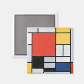 Zusammensetzung Rot, Gelb, Blau, Schwarz, Mondrian Magnet (Vorderseite/Rückseite)