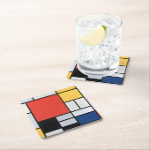 Zusammensetzung Rot, Gelb, Blau, Schwarz, Mondrian Rechteckiger Pappuntersetzer (Vor Ort)