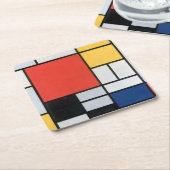 Zusammensetzung Rot, Gelb, Blau, Schwarz, Mondrian Rechteckiger Pappuntersetzer (angewinkelt)