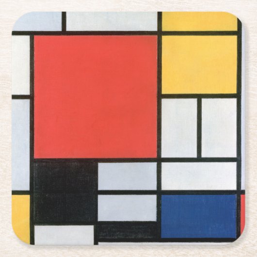 Zusammensetzung Rot, Gelb, Blau, Schwarz, Mondrian Rechteckiger Pappuntersetzer (Vorderseite)