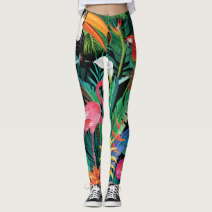 Zusammensetzung tropischer Blume und Vögel. Leggings